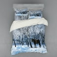 thumbnail image 1 of Ambesonne Animal Bedding Set 4 Pcs, Winter Forest Theme, Queen, Brown White, 1 of 3