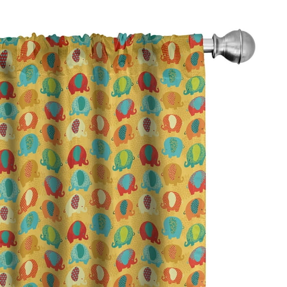 Ambesonne Animal Cartoon Curtains, Folkloric Animals, Pair of 28"x63", Multicolor