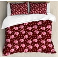 thumbnail image 1 of Ambesonne Animal Cartoon Duvet Cover Sets, Tiny Animals, 2-King, Pale Pink Burgundy, 1 of 3