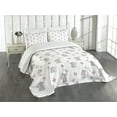 thumbnail image 1 of Ambesonne Animal Cartoon Quilted Bedspread Set 3 Pcs, Butterfly, King Size, Pale Pink White Grey, 1 of 5