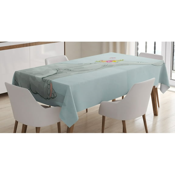 Ambesonne Animal Cartoon Tablecloth Rectangular Table Cover, Mouse Friends, 52"x70", Multicolor