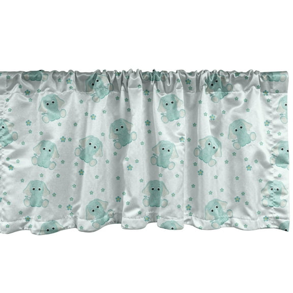 Ambesonne Animal Cartoon Window Valance, Spring, 54" X 18", Pale Blue Pale Blue