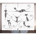 thumbnail image 1 of Ambesonne Animal Curtains 2 Panel Set, Funny Skinny Striped Cat, 108" x 90", Dimgray, 1 of 3