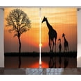 thumbnail image 1 of Ambesonne Animal Curtains 2 Panel Set, Giraffe in Wild Forest, 108" x 90", Orange Black, 1 of 3