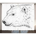thumbnail image 1 of Ambesonne Animal Curtains 2 Panel Set, Polar Bear Face Sketchy, 108" x 84", Charcoal Grey White, 1 of 3