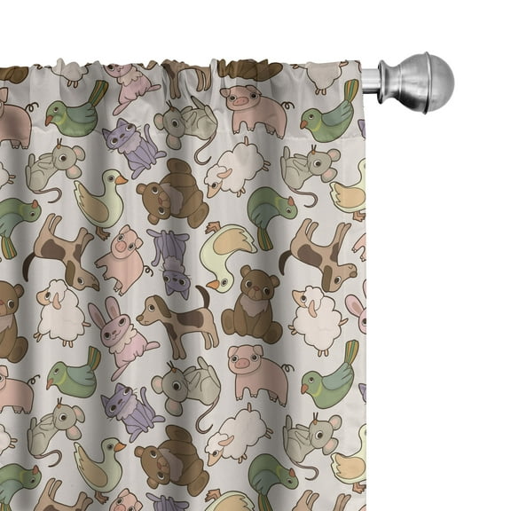 Ambesonne Animal Curtains, Abstract Farm Animals, Pair of 28"x63", Multicolor