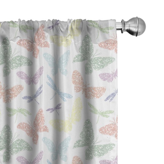 Ambesonne Animal Curtains, Butterfly Dragonfly, Pair of 28"x84", Multicolor