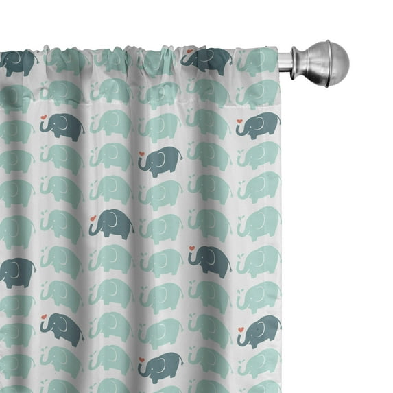 Ambesonne Animal Curtains, Cartoon Seafoam Fun Pattern, Pair of 28"x84", Teal
