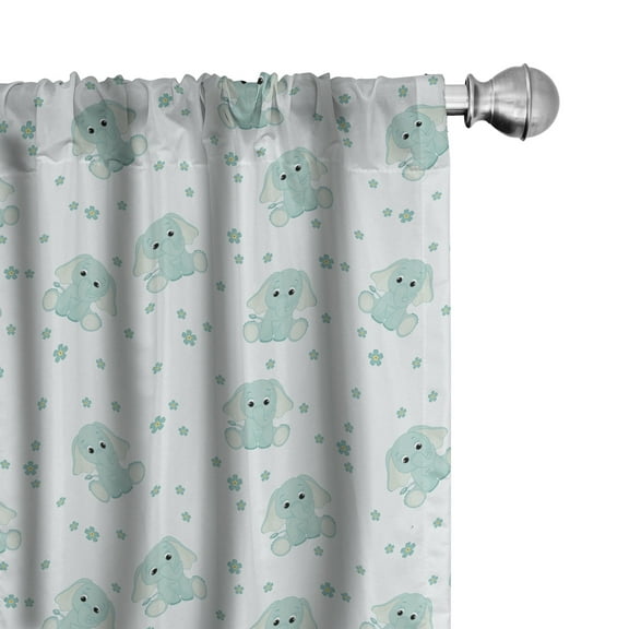 Ambesonne Animal Curtains, Characters Daisy, Pair of 28"x95", Mint Green and Baby Blue