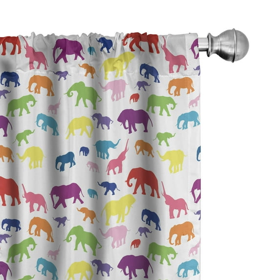 Ambesonne Animal Curtains, Colorful Savannah Fauna Art, Pair of 28"x95", Multicolor
