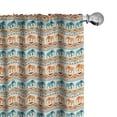 thumbnail image 1 of Ambesonne Animal Curtains, Exotic Geometric Art, Pair of 28"x84", Turquoise Orange Cream, 1 of 5
