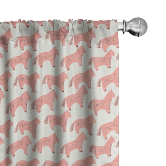 Ambesonne Animal Curtains, Horse Pattern, Pair of 28"x84", Coral and Cream