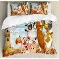 thumbnail image 1 of Ambesonne Animal Duvet Cover Set, Animals in Farm Art, King, Pale Blue and Brown, 1 of 3