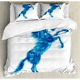 thumbnail image 1 of Ambesonne Animal Duvet Cover Set, Gallop Animal Theme Motif, King, Dark Blue and White, 1 of 3