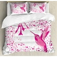 thumbnail image 1 of Ambesonne Animal Duvet Cover Set, Hummingbird Flower Dots, 2-Calking, Pink Fuchsia, 1 of 7
