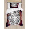 thumbnail image 1 of Ambesonne Animal Duvet Cover Set, Tiger from Outer Space, Twin, Brown White and Black, 1 of 3