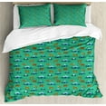 thumbnail image 1 of Ambesonne Animal Duvet Cover Sets, Abstract Polygon Mountain, 2-King, Sea Green Dark Turquoise, 1 of 7