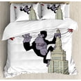 thumbnail image 1 of Ambesonne Animal Duvet Cover Sets, King Monkey Cartoon, 2-Queen, Beige Black and Red, 1 of 7
