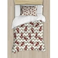 thumbnail image 1 of Ambesonne Animal Duvet Cover Sets, Lobsters on Zigzags Design, 2-Twin, Dark Tan and Maroon, 1 of 3