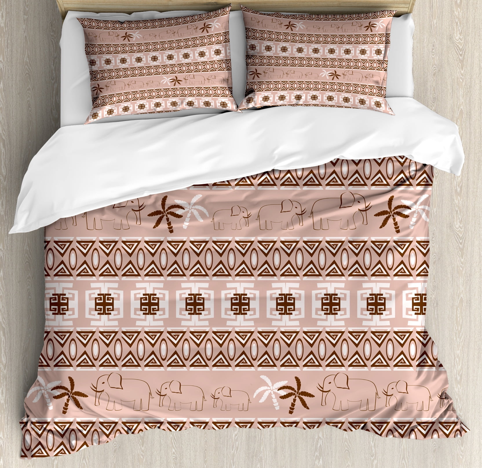 Ambesonne Animal Duvet Cover Sets, Pastel Savannah Palm Trees, 2Queen