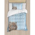 thumbnail image 1 of Ambesonne Animal Duvet Cover Sets, Vivid Rustic Kitty, 2-Twin, Caramel Blue, 1 of 4