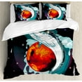 thumbnail image 1 of Ambesonne Animal Duvet Cover Sets, Whale and Fisher Sailor, 2-Queen, Blue Dark Blue and White, 1 of 7