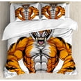 thumbnail image 1 of Ambesonne Animal Duvet Cover Sets, Wildlife Savannah Tiger Art, 2-King, Pale Grey and Marigold, 1 of 6