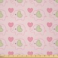 thumbnail image 1 of Ambesonne Animal Fabric by the Yard Microfiber, Dots Hearts Checkered, 10 Yards, Pistachio Green Pink, 1 of 2
