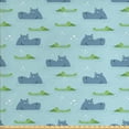 thumbnail image 1 of Ambesonne Animal Fabric by the Yard Upholstery, Hippo Crocodile in Water, 5 Yards, Slate Blue Pale Blue, 1 of 4