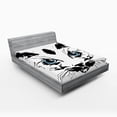thumbnail image 1 of Ambesonne Animal Fitted Sheet, Big Cat Face Pet Sketchy, Queen Size, Sky Blue White and Black, 1 of 3