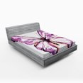 thumbnail image 1 of Ambesonne Animal Fitted Sheet, Butterfly Wings, Queen Size, Violet Salmon Black, 1 of 2