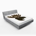 thumbnail image 1 of Ambesonne Animal Fitted Sheet, Canadian Deer Head, Full Size, Green Brown Army Green, 1 of 3