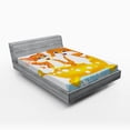 thumbnail image 1 of Ambesonne Animal Fitted Sheet, Cartoon Cat and Dog Bath, Full Size, Yellow Brown Blue, 1 of 2