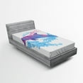 thumbnail image 1 of Ambesonne Animal Fitted Sheet, Cartoon Jumping Dolphin, Twin XL Size, Blue Purple Pink, 1 of 3