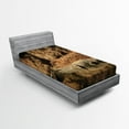 thumbnail image 1 of Ambesonne Animal Fitted Sheet, Crocodile Hunt in Wild, Twin XL Size, Brown Tan, 1 of 2