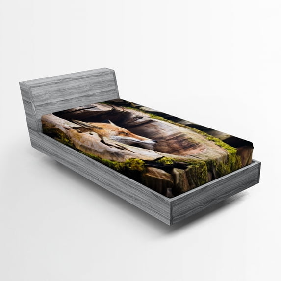Ambesonne Animal Fitted Sheet, Exotic Furry Creature, Twin Size, Tan