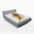 thumbnail image 1 of Ambesonne Animal Fitted Sheet, Exotic Peacock Wild Bird, Queen Size, Mustard Green Navy, 1 of 2