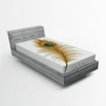 thumbnail image 1 of Ambesonne Animal Fitted Sheet, Exotic Peacock Wild Bird, Twin Size, Mustard Green Navy, 1 of 2