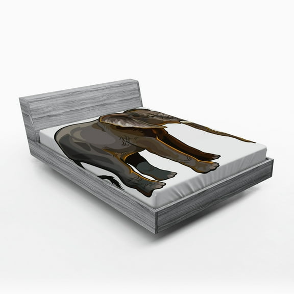 Ambesonne Animal Fitted Sheet, Exotic Savannah Creature, Full Size, Grey