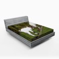 thumbnail image 1 of Ambesonne Animal Fitted Sheet, Farm Life with Goats, Full Size, White Green, 1 of 2