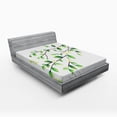 thumbnail image 1 of Ambesonne Animal Fitted Sheet, Flower and Dragonflies, Full Size, Green White, 1 of 3