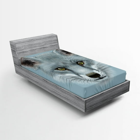 Ambesonne Animal Fitted Sheet, Fluffy Forest Creature, Twin XL Size, Pale Blue