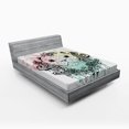 thumbnail image 1 of Ambesonne Animal Fitted Sheet, French Bulldog Flowers, Full Size, Pale Green Pale Pink, 1 of 3