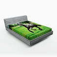 thumbnail image 1 of Ambesonne Animal Fitted Sheet, Friesian Horse, Full Size, Black Green, 1 of 2