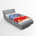 thumbnail image 1 of Ambesonne Animal Fitted Sheet, Funny Animal in a Car, Twin Size, Blue Red White, 1 of 2