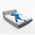 thumbnail image 1 of Ambesonne Animal Fitted Sheet, Gallop Animal Theme Motif, Queen Size, Dark Blue and White, 1 of 2