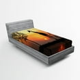 thumbnail image 1 of Ambesonne Animal Fitted Sheet, Giraffe in Wild Forest, Twin XL Size, Orange Black, 1 of 2