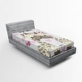 thumbnail image 1 of Ambesonne Animal Fitted Sheet, Giraffes and Hearts, Twin XL Size, White Grey Pink, 1 of 3