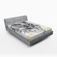 thumbnail image 1 of Ambesonne Animal Fitted Sheet, Hand Drawn Cat, Queen Size, Mustard Black and White, 1 of 2
