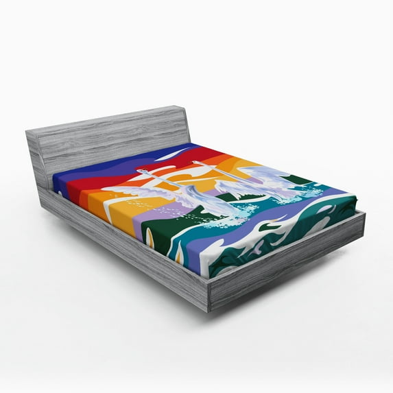 Ambesonne Animal Fitted Sheet, Happy Swan Couple Love, Queen Size, Multicolor